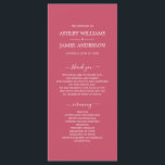 Chic Script Warm Pink Simple Minimal Wedding Program<br><div class="desc">Elegant minimal wedding program with white chic script calligraphy and modern typography on a warm pink background. Simply add your wedding program details. Exclusively designed for you by Happy Dolphin Studio. If you have any questions or requests, please contact us at happydolphinstudio@outlook.com. We're happy to help you make your wedding...</div>