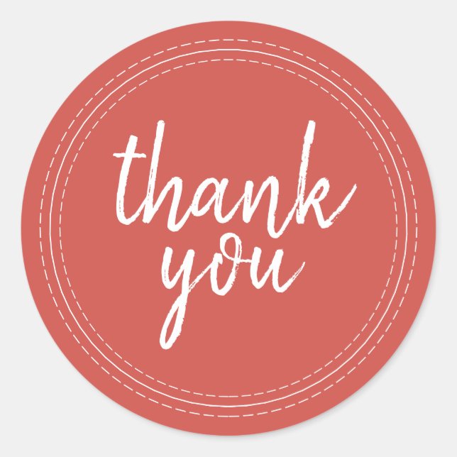 Chic Script Warm Red Thank You Gift Label (Front)