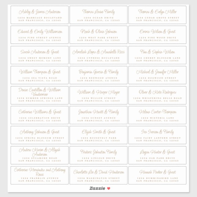Chic Script Wedding Guest Address Labels (Sheet)