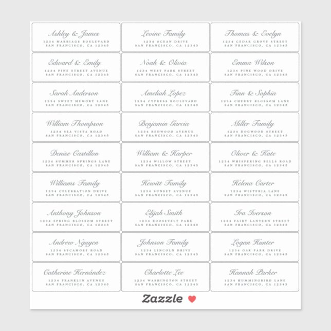 Chic Script Wedding Guest Address Labels (Sheet)