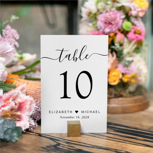 Chic Script Wedding Reception Table Number (Creator Uploaded)