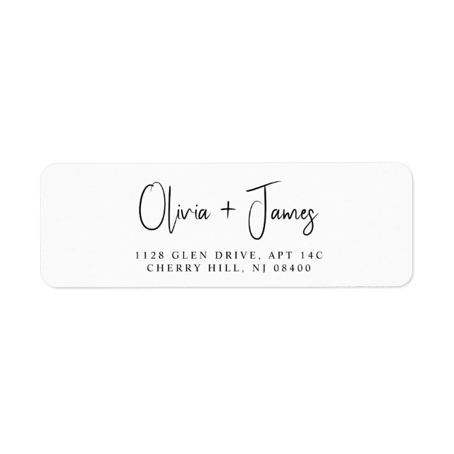 Chic Script Wedding Return Address Return Address Label (Front)