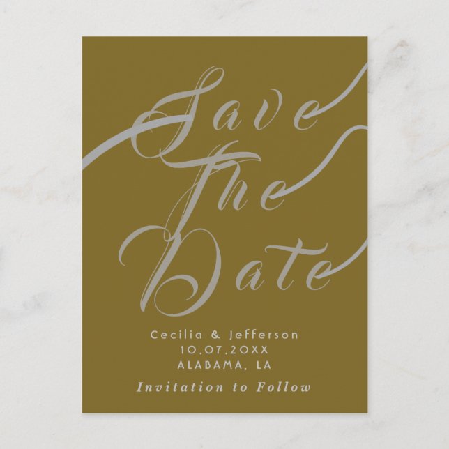 Chic Script Wedding Save the Date Announcement Postcard (Front)