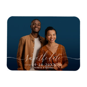 Chic Script Wedding Save The  Date Photo Magnet
