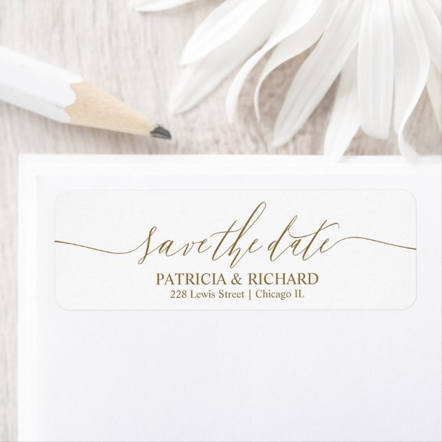 Chic Script Wedding Save The Date Return Address Label (Insitu)