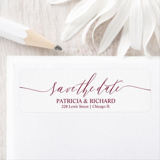 Chic Script Wedding Save The Date Return Address Label (Insitu)