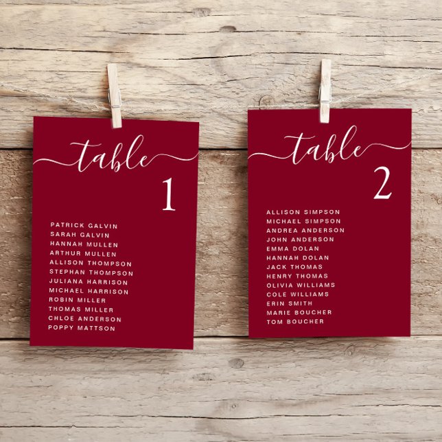 Chic Script Wedding Table Seating Chart Card (Creator Uploaded)