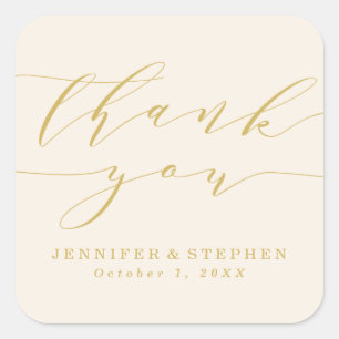 Chic Script   Wedding Thank You Square Sticker