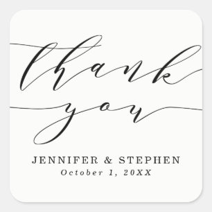 Chic Script   Wedding Thank You Square Sticker
