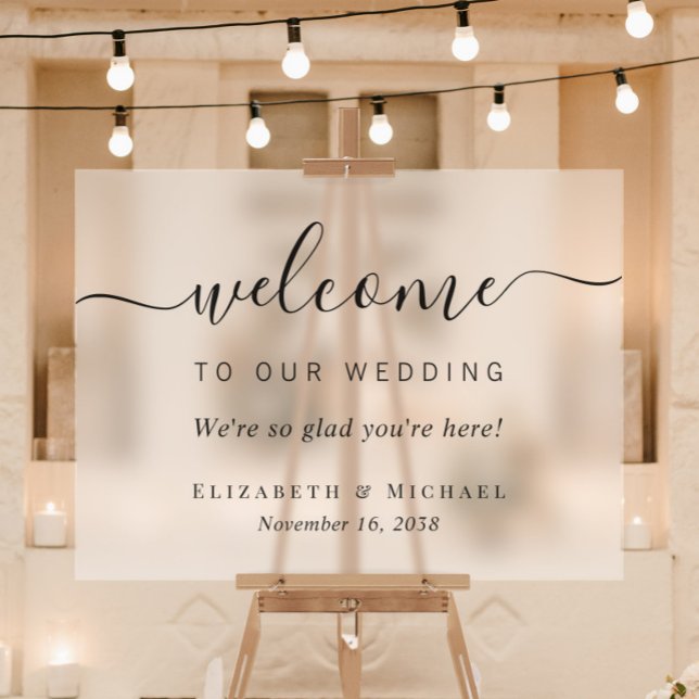 Chic Script Wedding Welcome Frosted Acrylic Sign (Creator Uploaded)