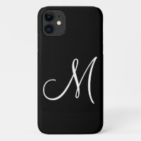 Chic Script White Initial Black
