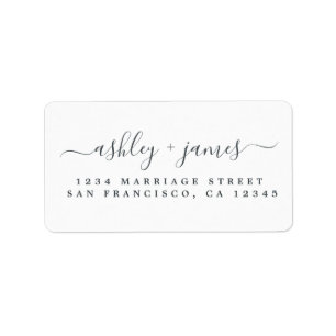 Chic Script White Wedding Return Address Label