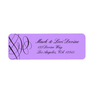 Chic scroll designer labels with purple