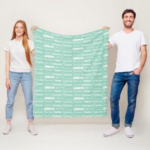 Chic Seafoam Green Personalised Name Collage Fleece Blanket