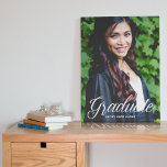 Chic Senior Photo 2024 Graduation Keepsake Faux Canvas Print<br><div class="desc">This elegant white typography overlay photo graduation faux canvas art features chic white script over your high school or college graduation photograph. Customise with your name and class under the lovely calligraphy on this beautiful party decor for a senior girl graduate of the class of 2024.</div>
