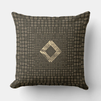 Chic sepia & gold throw pillow, abstract design cushion