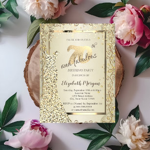 Chic Sequins Dress Gold 70th Birthday Invitation