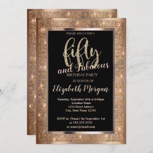 Chic Sequins Frame 50th Birthday Invitation