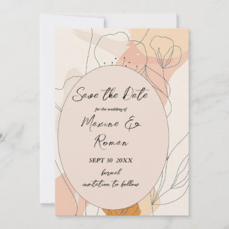 Chic, shades of pink with black flowers and frame save the date