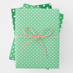 Chic Shamrock Mint Green White Polka Dots Pattern Wrapping Paper Sheet