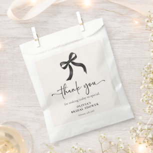 Chic She's Tying the Knot Black Bow Bridal Shower Favour Bag