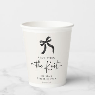 Chic She's Tying the Knot Black Bow Bridal Shower Paper Cups