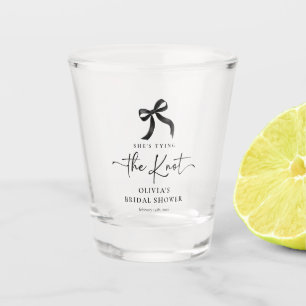Chic She's Tying the Knot Black Bow Bridal Shower Shot Glass