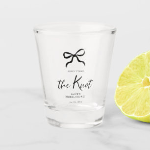 Chic She's Tying the Knot Black Bow Bridal Shower Shot Glass