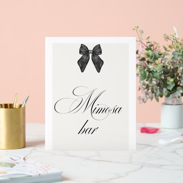 Chic 'She's Tying the Knot Black Bow Mimosa Bar Acrylic Sign (Wedding)