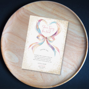 Chic She's Tying The Knot Pink Bow Thank You Card