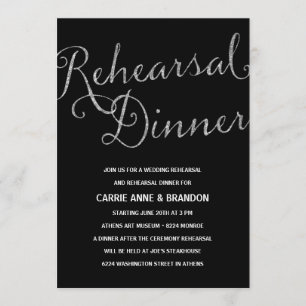 Chic Shimmer   Faux Silver Foil Rehearsal Dinner Invitation