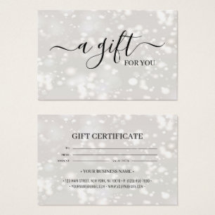 Chic Shiny Customised Gift Certificate Card