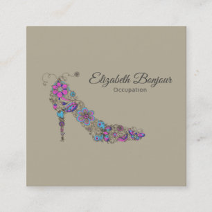 Chic Shoe PAPER/SIZE/SHAPE OPTIONS - Square Business Card
