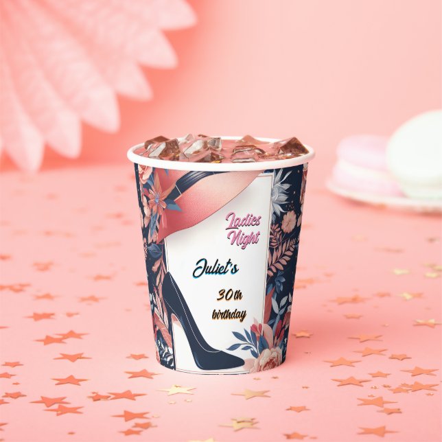 Chic Shoe Stylish Adult Ladies Night 30th Birthday Paper Cups (Insitu)