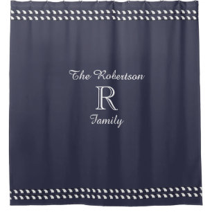 CHIC SHOWER CURTAIN_"FAMILY" NAVY/WHITE SHOWER CURTAIN