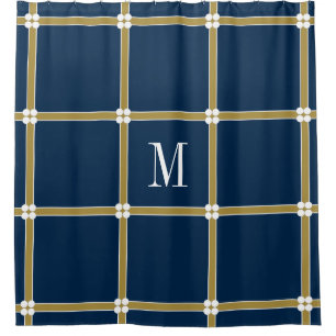 CHIC SHOWER CURTAIN_GOLD/NAVY/WHITE SHOWER CURTAIN
