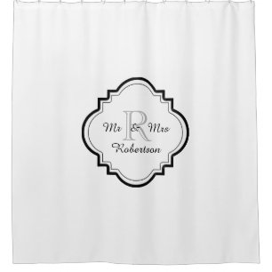 CHIC SHOWER CURTAIN_"Mr & Mrs" BLACK/GRAY/WHITE Shower Curtain