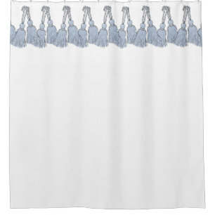 CHIC SHOWER CURTAIN_PANTONE SERENITY BLUE TASSELS SHOWER CURTAIN