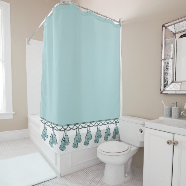 CHIC SHOWER CURTAIN_ STYLISH SEAFOAM TASSELS CURTAIN (In Situ)