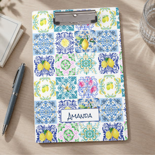 Chic Sicilian azulejo Amalfi Mediterranean tiles Clipboard