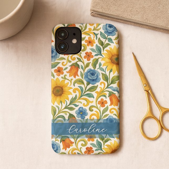 Chic Sicilian Colourful Leaves Floral Art Pattern Case-Mate iPhone Case (Creator Uploaded)