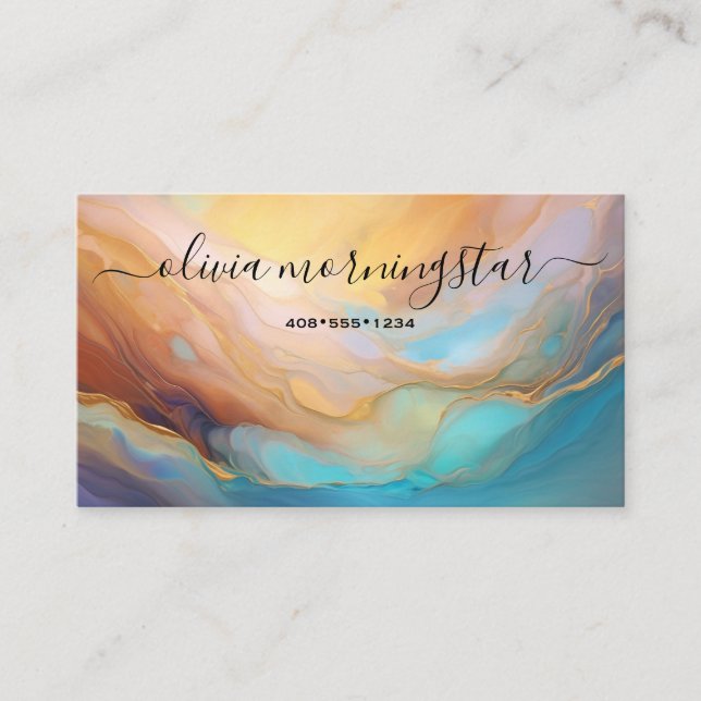 Chic Signature Opalescent Abstract  Business Card (Front)