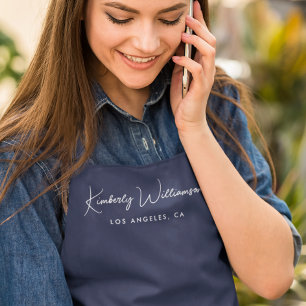 Chic Signature Script Blue Salon Apron