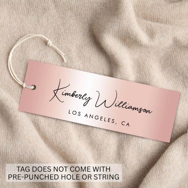 Chic Signature Script Rose Gold Hang Tag (Empower your name in our signature script as your logo and brand identity)
