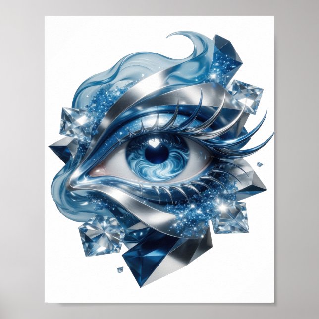 Chic Silver ABSTRACT ART Art Print v2 (Front)