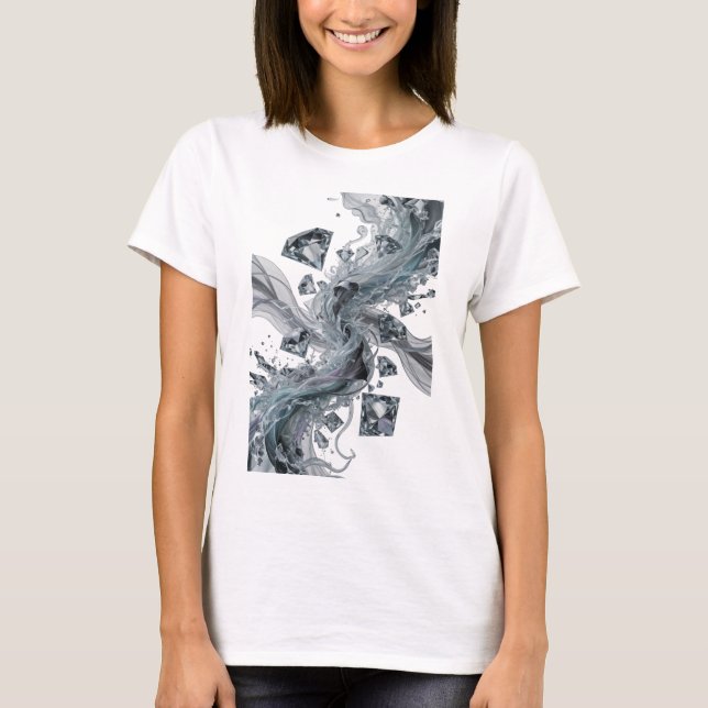 Chic Silver ABSTRACT ART Design T-Shirt (Front)