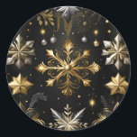 Chic Silver And Gold Snowflakes Classic Round Sticker<br><div class="desc">*Customise with additional text.</div>