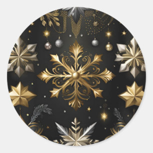 Chic Silver And Gold Snowflakes Classic Round Sticker