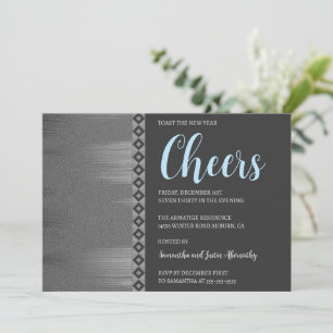 Chic Silver Art Deco New Years Invitation