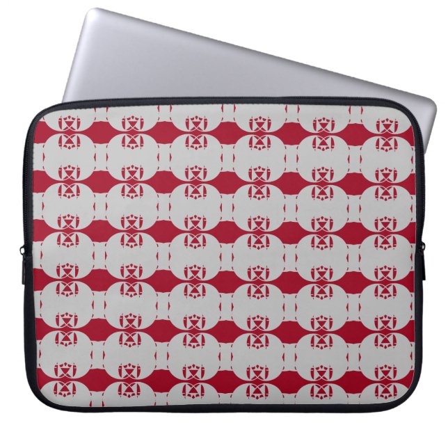 Chic Silver & Burgundy Red Geometric Shape Laptop Sleeve (Front)